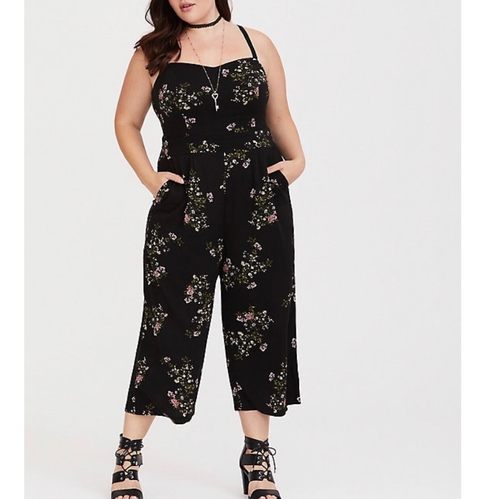Floral Challis Cropped Jumpsuit